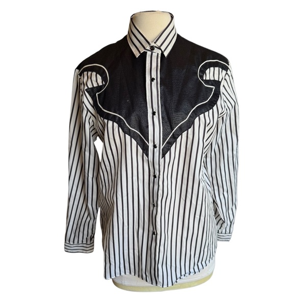 Vintage Tops - 80’s Cameo Rose Womens Western Shirt Size  11/12 Stripes Rodeo Style Cowgirl